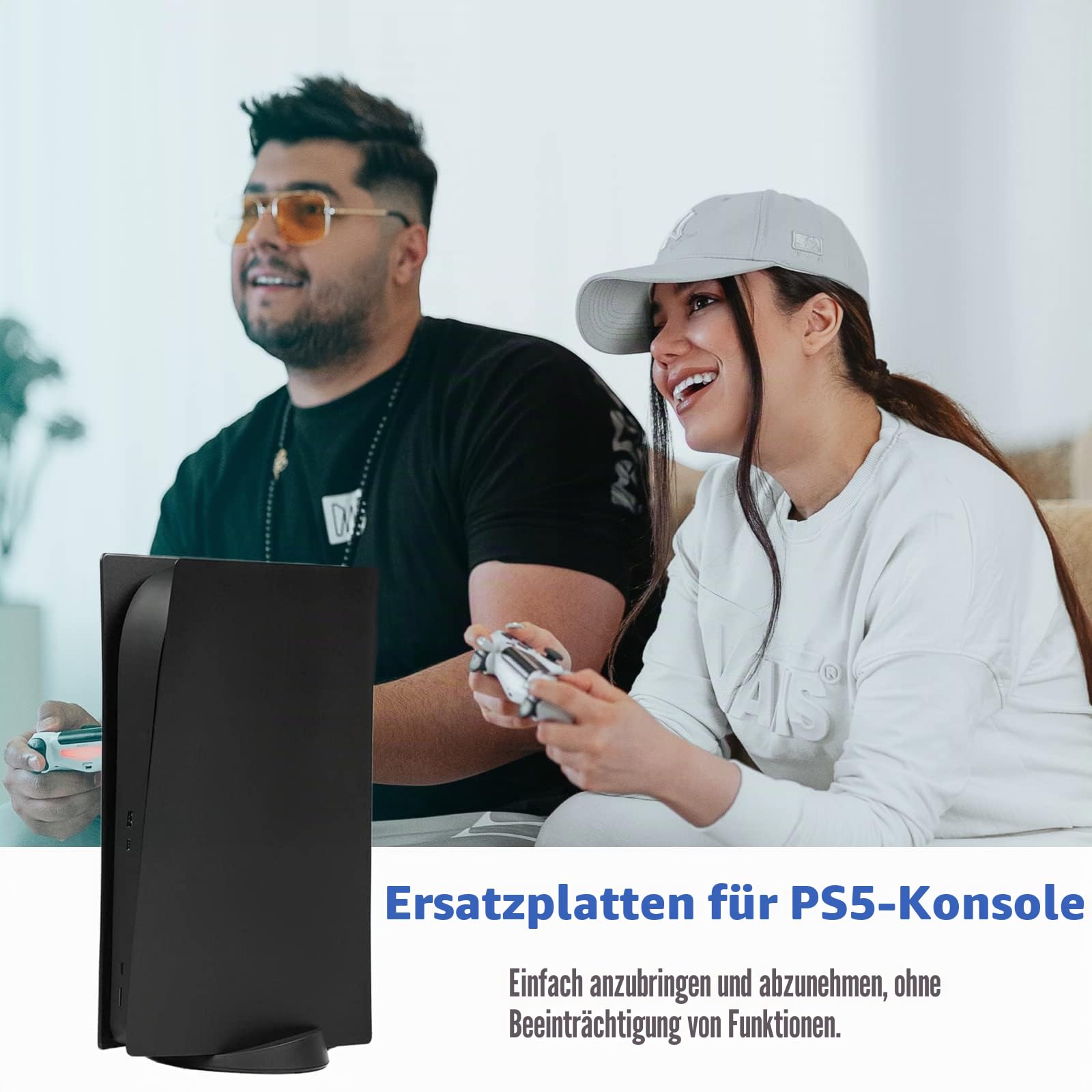 PS5 Frontplatten Staubschutz Konsole Skins Case Shell Panels für Digital Edition, Playstation 5 Zubehör Frontplatte Schutzhülle platte für Sony PS 5 staubdicht kratzfest (HD Schwarz)