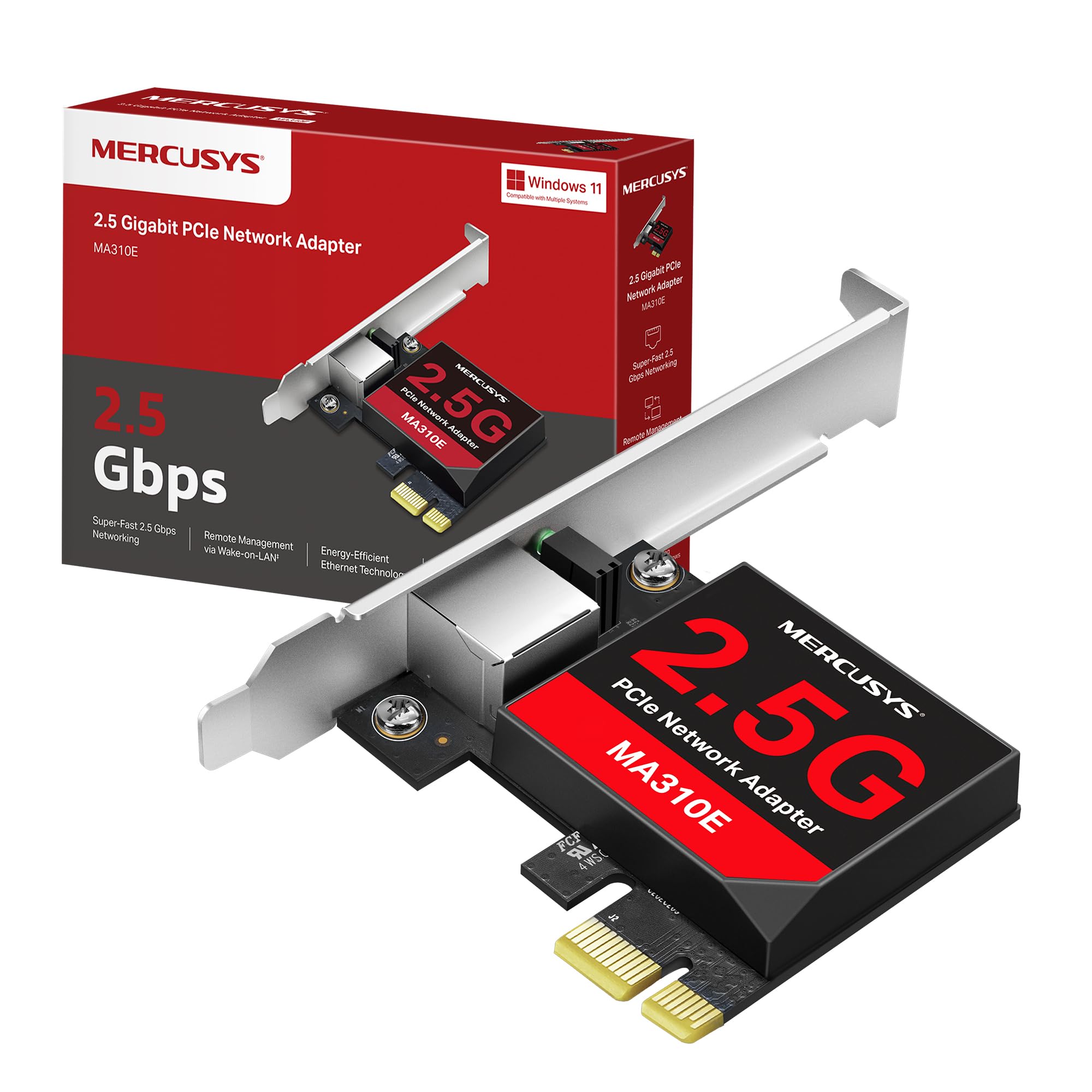 Scheda Di Rete Mercusys MA310E 2.5 Gbps PCIe – RJ45, Wake-on-LAN, Basso Consumo, Staffe Standard E Low Profile, Per PC Fisso