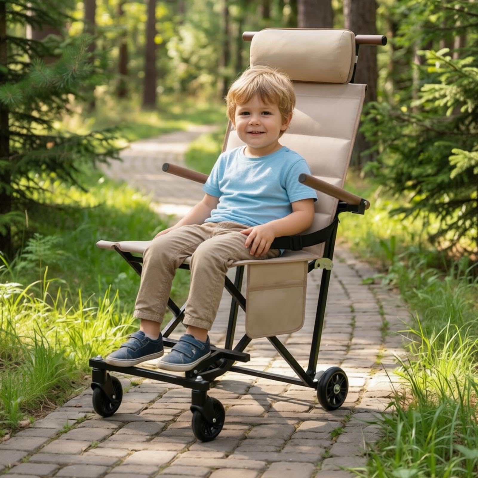 Silla De Ruedas Portátil Soporte Movilidad para Acostarse y Sentarse | Silla Con Ruedas Plegable Ligera Alta Capacidad Portante para Niños, Personas Mayores, Discapacitados, Exterior, Viajes,