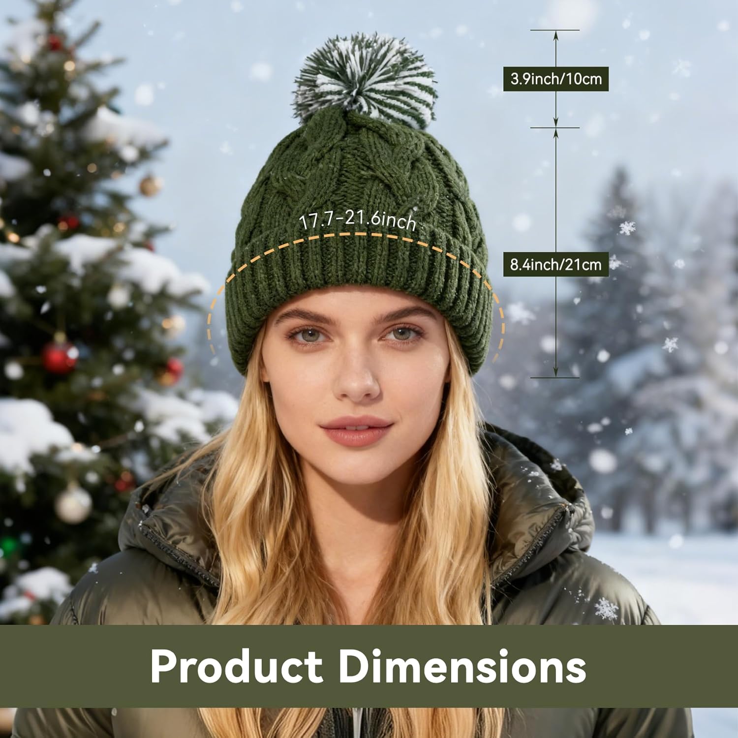 WDAIYEK Slouchy Chunky Knit Beanie with Pom Pom - Cozy Winter Bobble Hat for Women and Men - Image 6