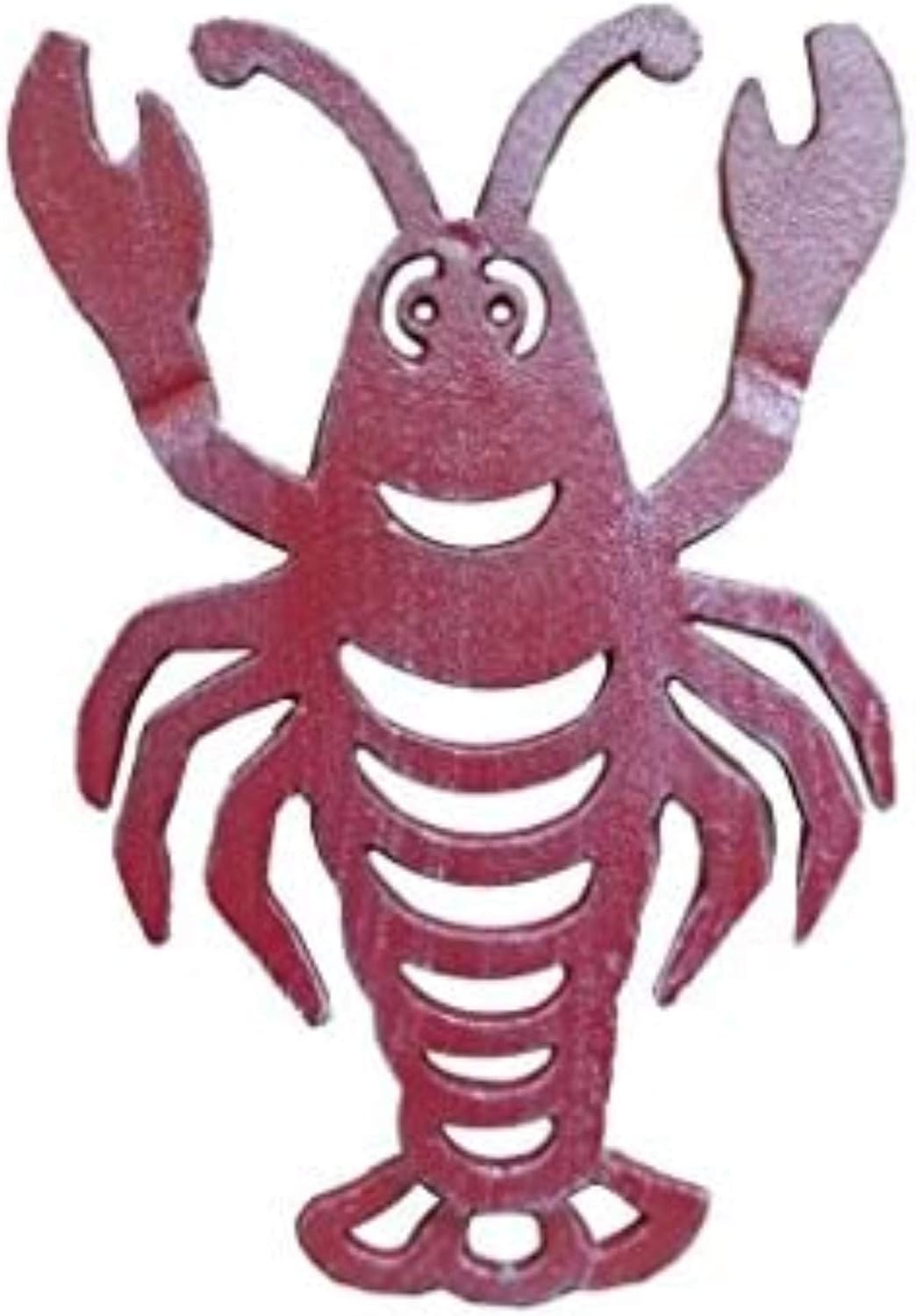 Rustic Red Whitewashed Cast Iron Lobster Trivet 11" - Marine Life Decoration