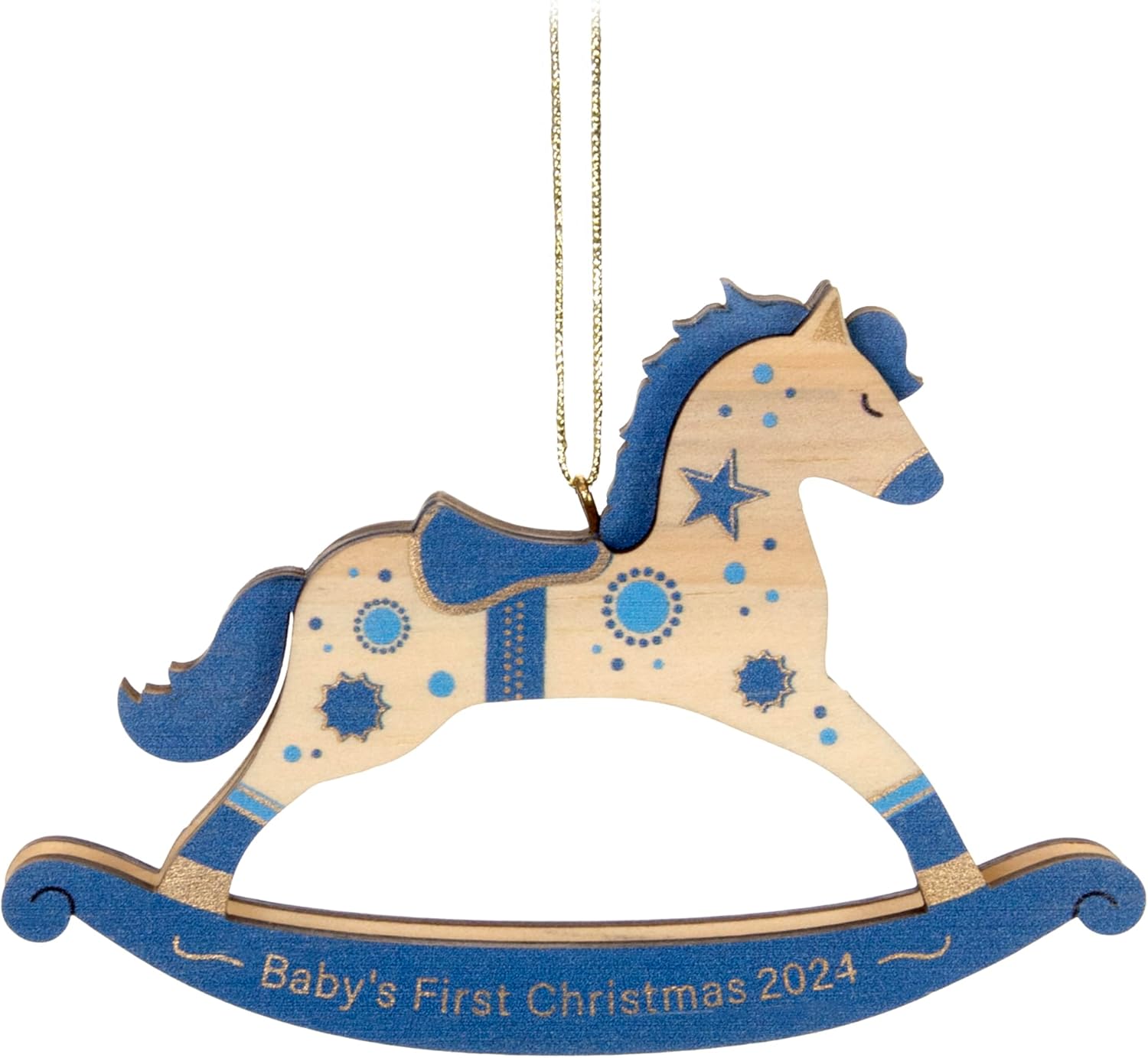 Hallmark Keepsake Christmas Ornament 2024, Baby Boy's First Christmas Rocking Horse 2024, Wood, Baby Shower Gifts Baby's 1st Christmas Boy 2024