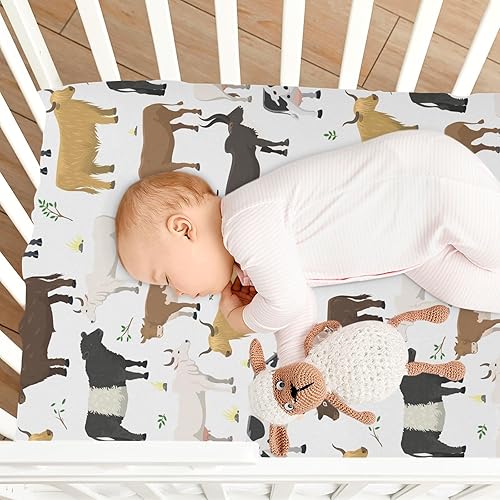 Miniatura 8 de Sábanas de cuna para niños, toros, vacas, para cuna, para cuna, colchón neutro para cuna, colchón de cuna, suave y transpirable, 52 x 28 x 9