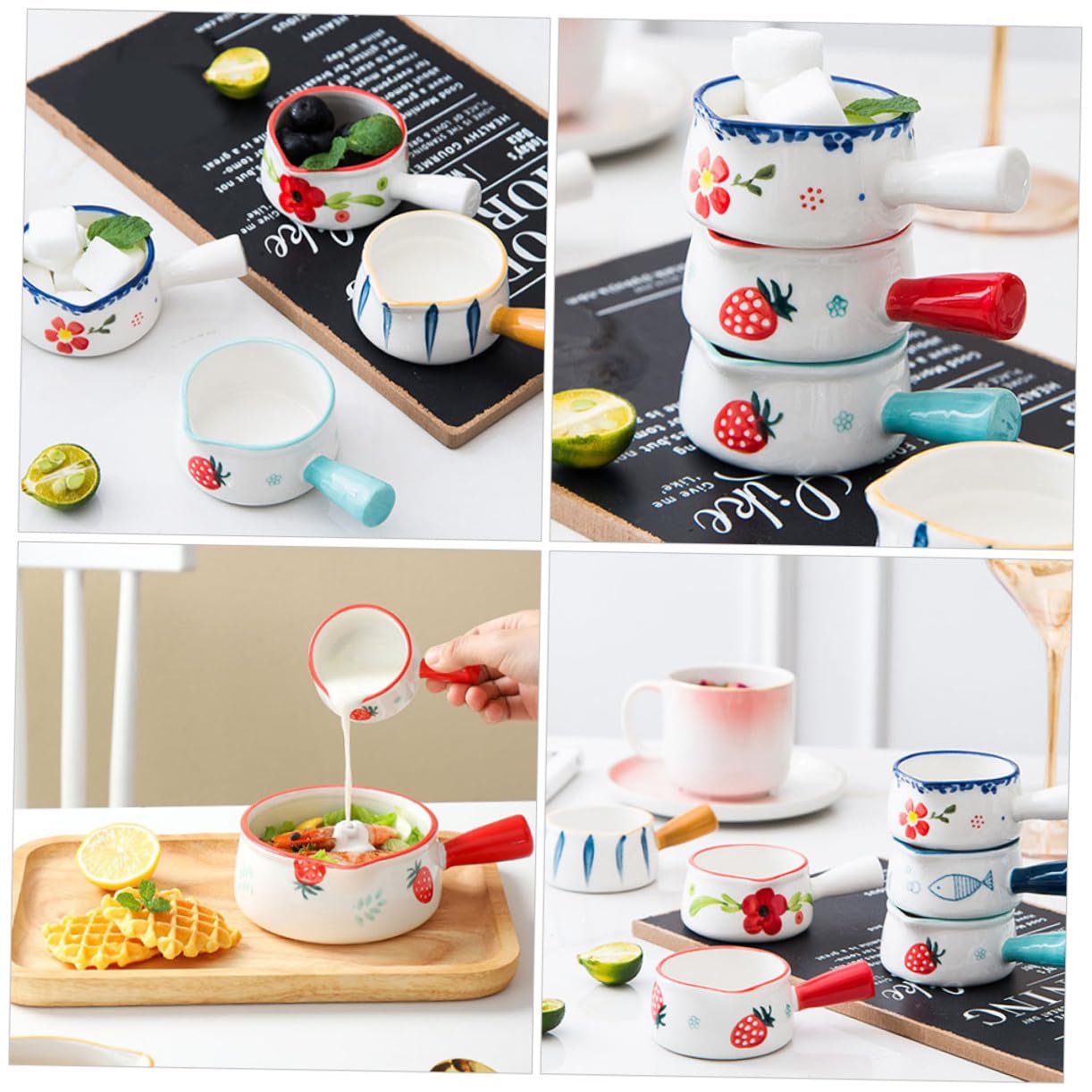 Toyvian Keramik Milchkännchen Kleiner Milchbehälter mit Henkel 6 Stück 50ml Nordic Stil Praktisches Kaffeebar Zubehör für Hotels und Cafés