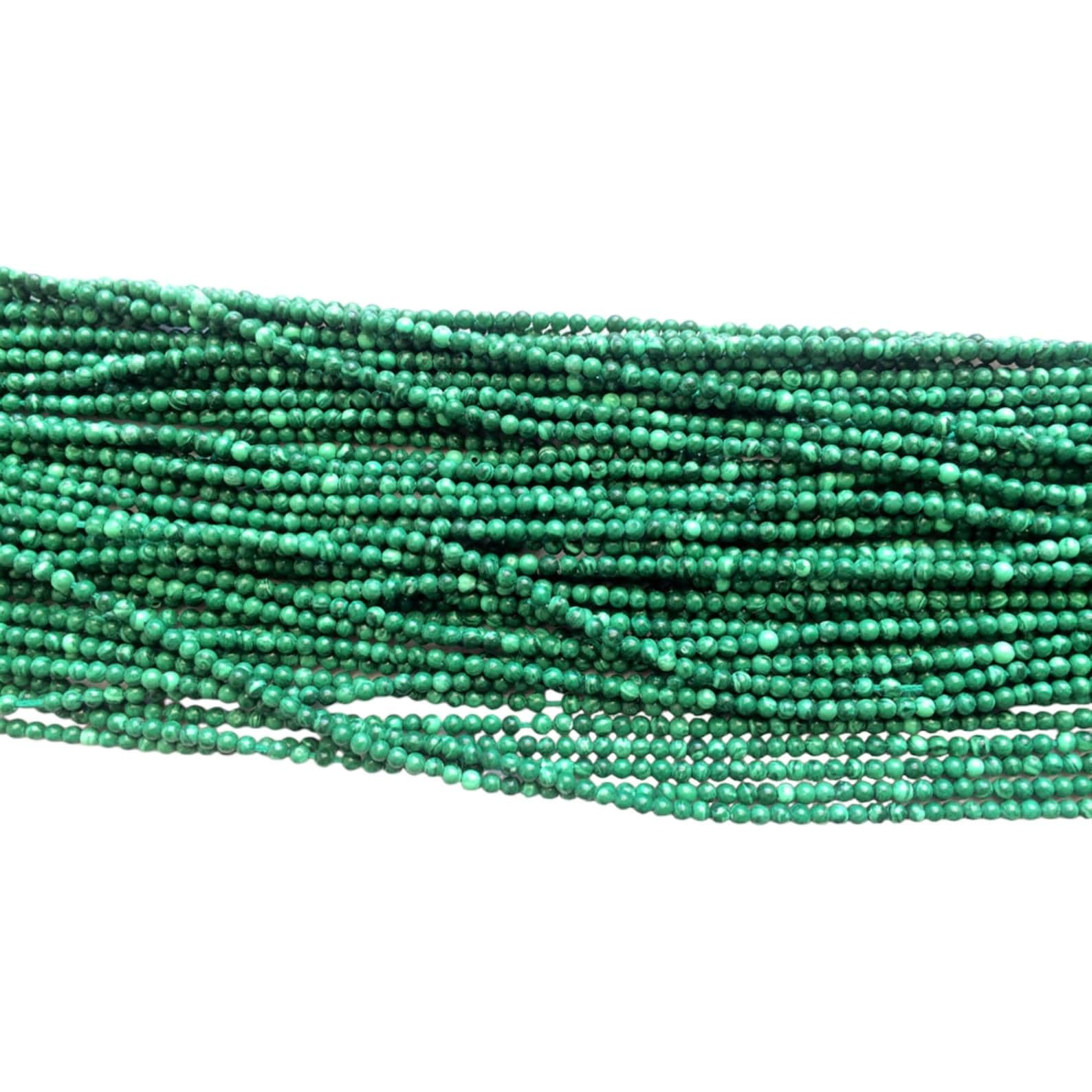 Perles malachite vertes 2mm pour création de bijoux faits main DIY - 7