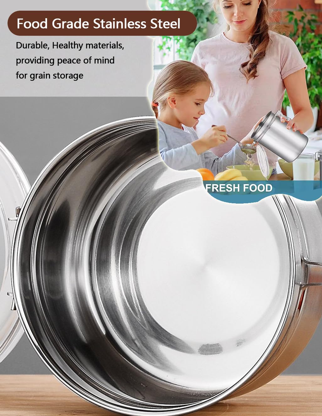 Kaffeedose Luftdicht mit Deckel Kaffeebohnen Behälter für Kaffeepulver Bohnen Tee Mehl Müsli Zucker, Edelstahl Dose zur Aufbewahrung Vorratsdose Küche Lebensmittel BPA-frei (2er Set - 1.8L - Silber)