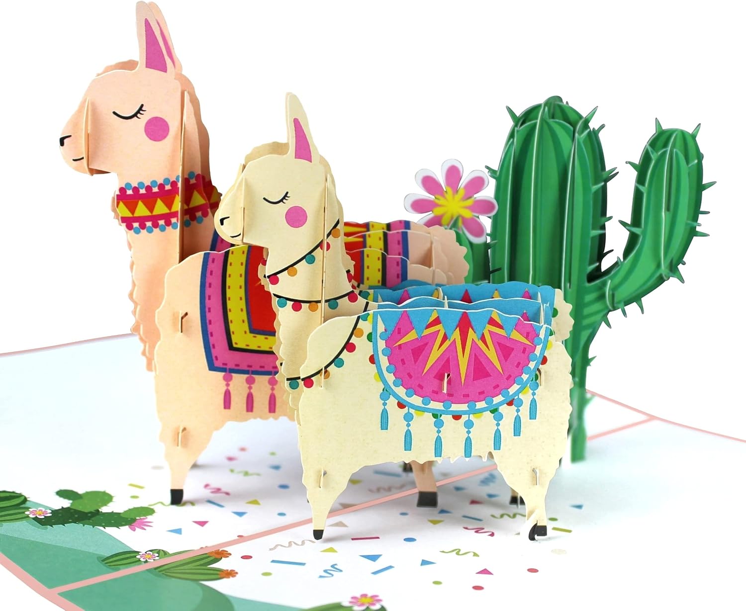 Holijolly 3D Pop-Up Weihnachtskarte – Lama-Design Mit Glitzer, 15x20 Cm, Inkl. Umschlag, Für Besondere Grüße