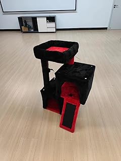 PAWZ Road Gothic Cat Tree, 30 Inches Black Cat Tower with Dual Condos for Indoor Cats, Spooky Cat House with Padded Perch, Scratching Ramp and Posts and Bat Toys