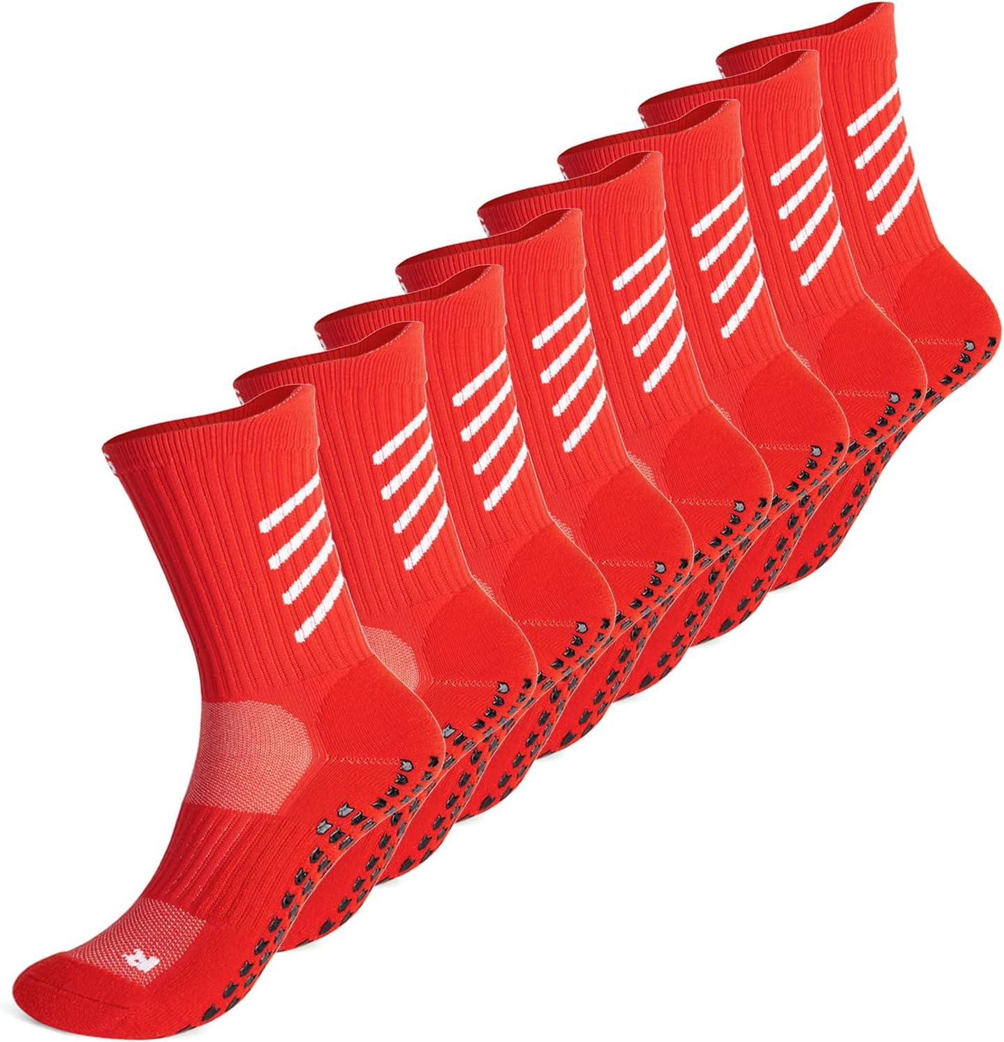 GOGOGOALAnti-slip Athletic Sock for Kid Youth Boy Girl Toddler Non-slip Slipper Sock Sports sock for Soccer Basketball Yoga…, Red-4 Pairs, Large