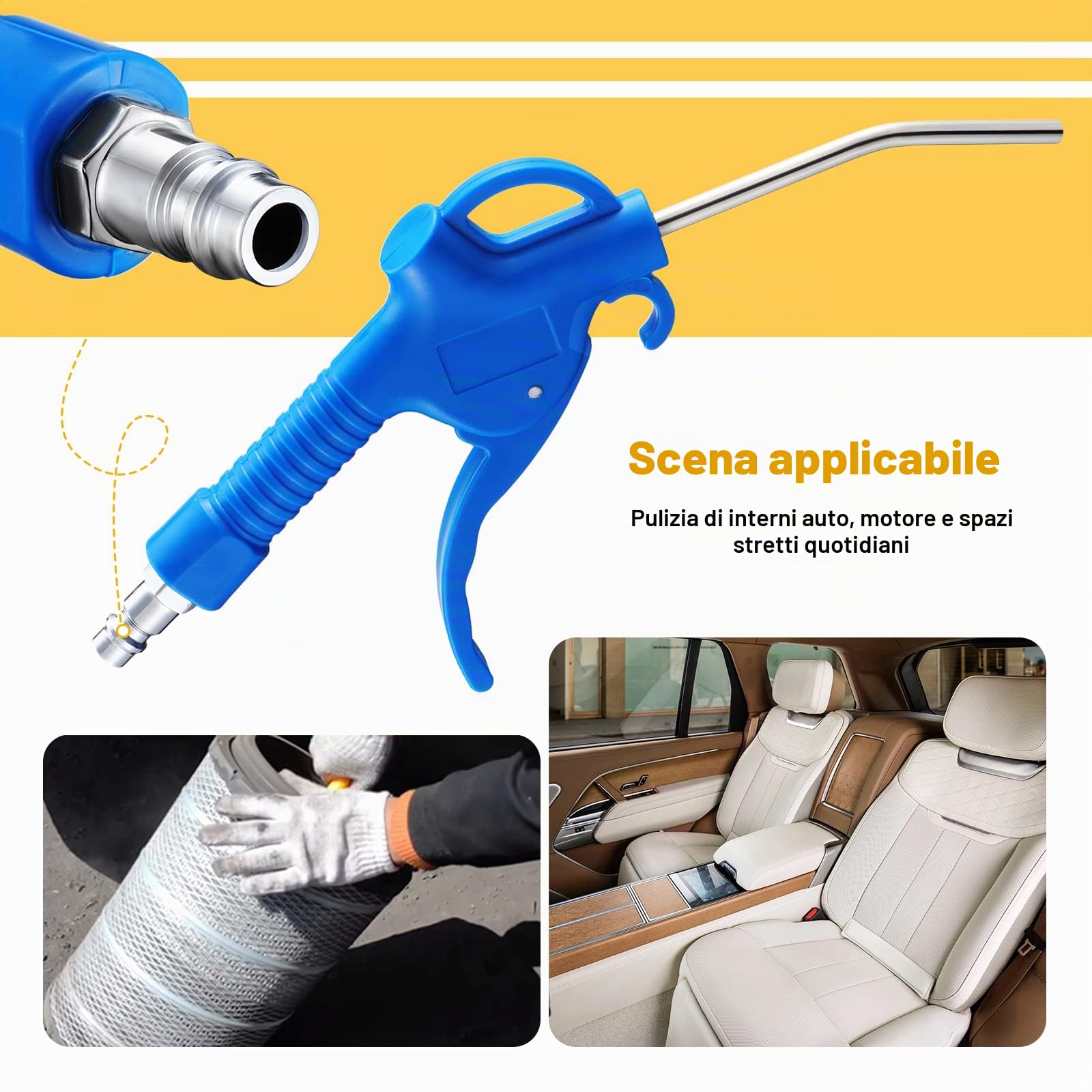 3 Pezzi Pistola Soffiaggio lunga Pistola per soffiaggio ad aria 95mm 295mm 490mm Lunga Pistole ad aria Compressa (Blu)