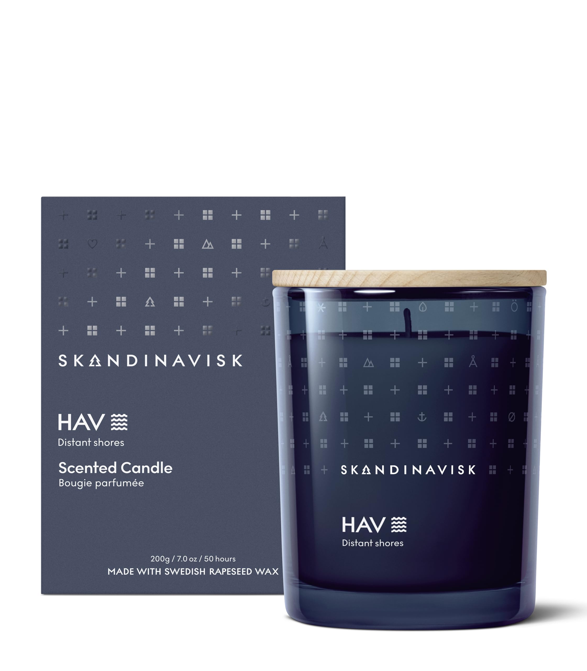 Skandinavisk Vela aromática HAV 'Sea' Notas de fragancia: spray de sal y algas marinas, espino y rosa de playa, 200 g.