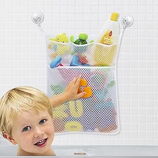 Goaup Bath Toy Organizer Net with Suction Cup,Bath Toy Storage Holder Net,Quick Dry Multi-use Bathtub Mesh Net Bags, for K...