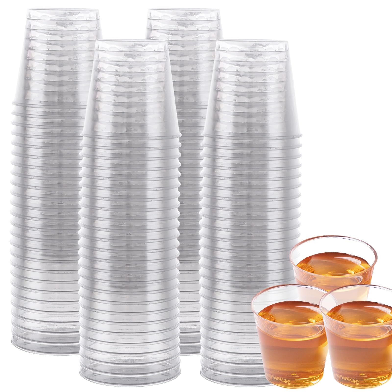 ASelected 100Pcs Plastic Shot Glasses 30Ml Plastic Shot Glass Reusable for Party, Wedding, Festival, Games, Jelly Cup