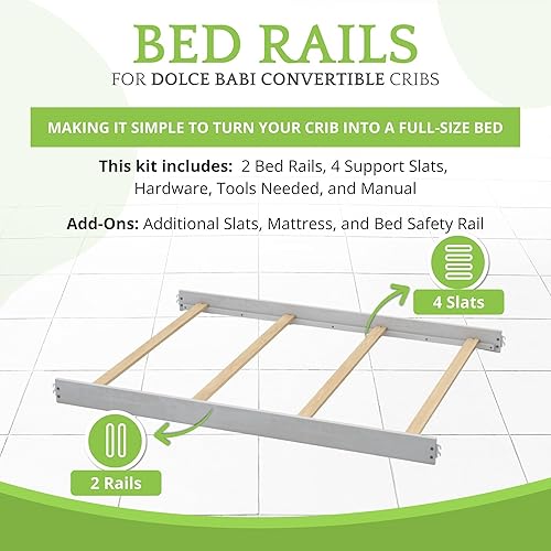 Vista 19 de CC KITS Kit de conversión de tamaño completo Rieles de cama para cunas Dolce Babi (gris paloma)