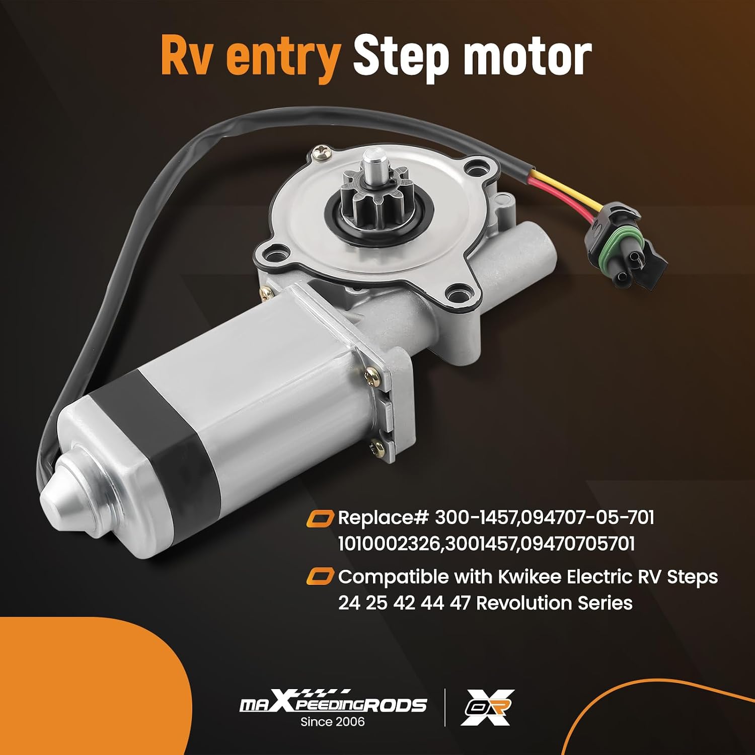 maXpeedingrods RV Entry Step Motor 300-1457, 094707-05-701 Compatible with Kwikee Electric RV Steps 24 25 42 44 47 Revolution Series, All Electric Step Replaces 1010002326, 369506