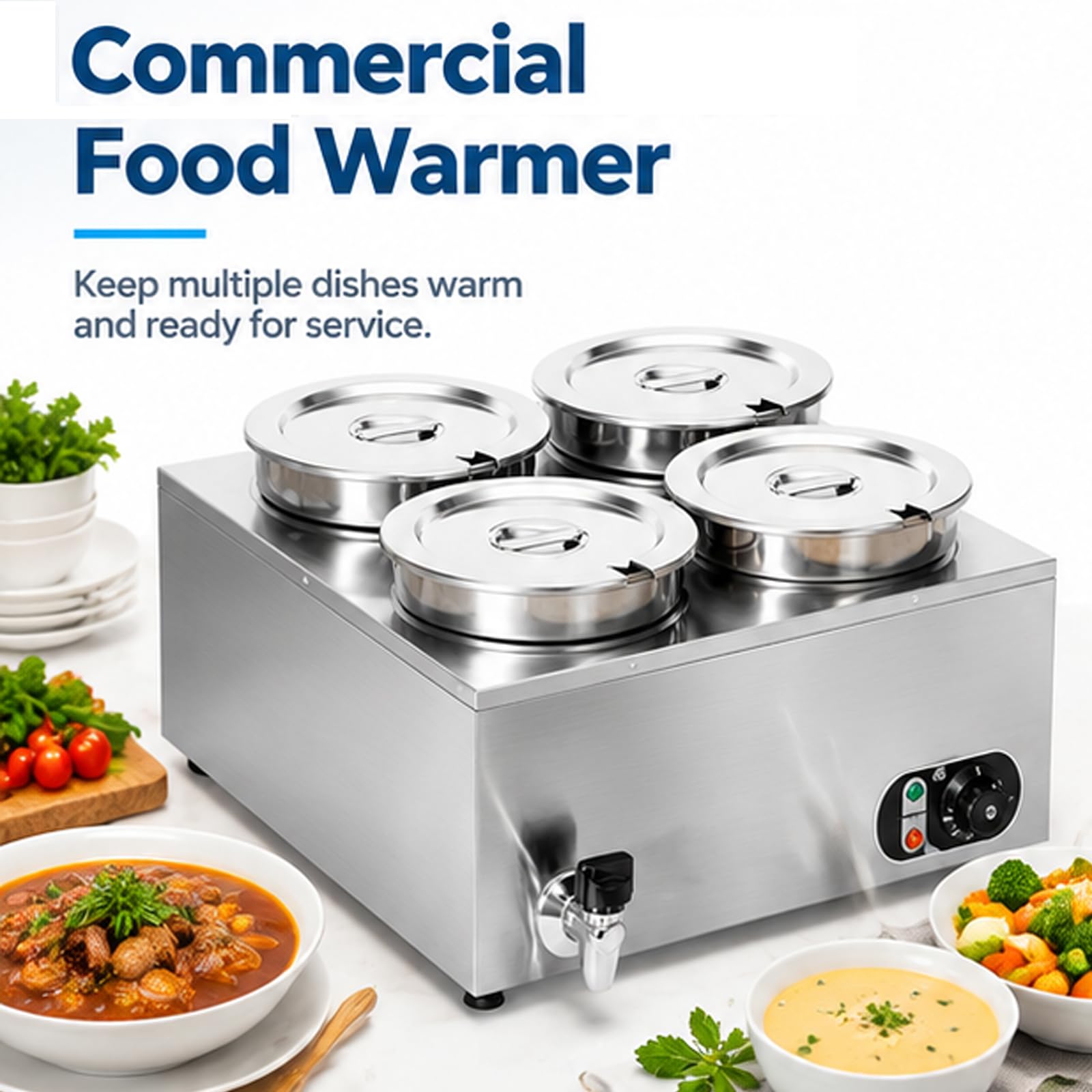 Chauffe-aliments commercial 4L, température réglable 30-85°C