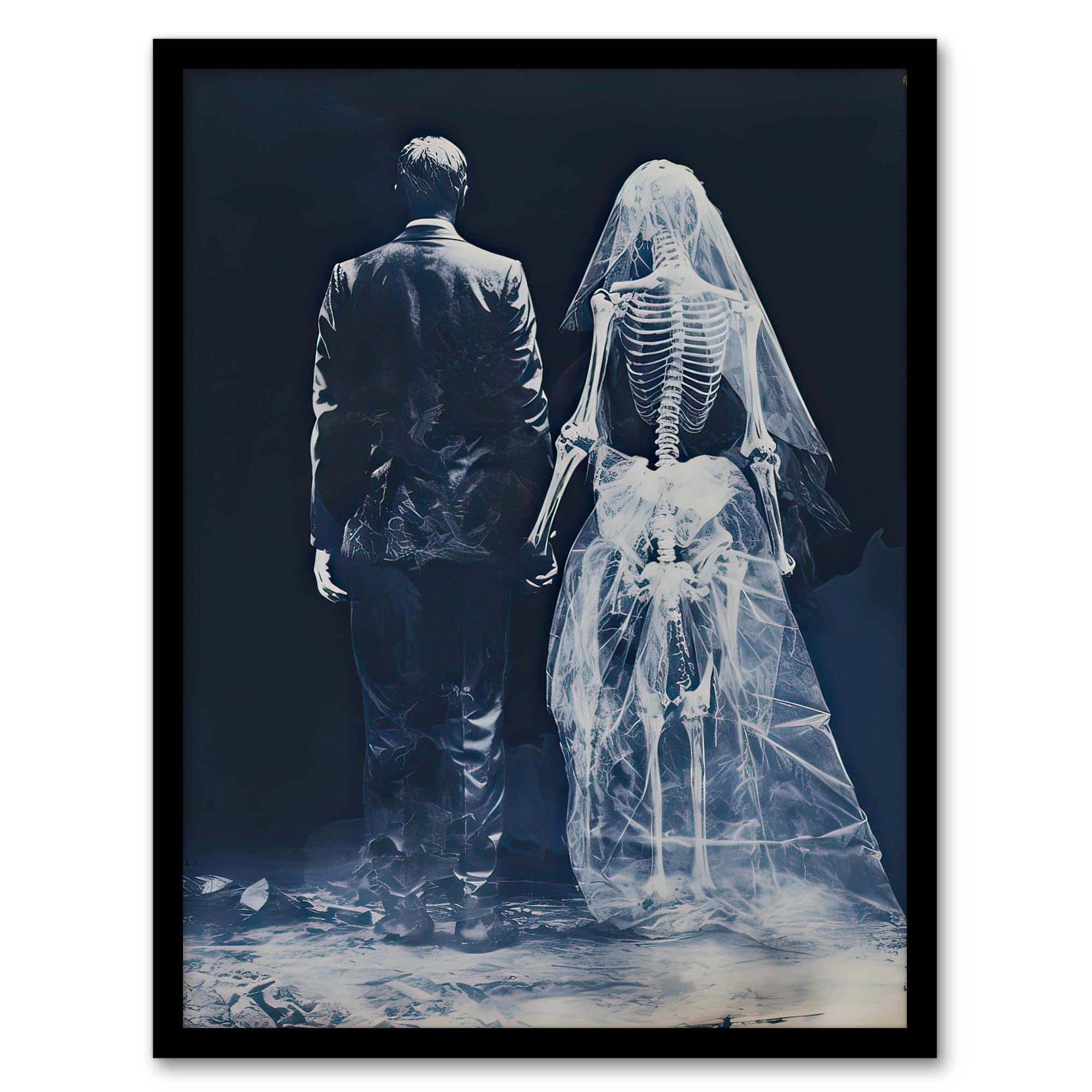 Artery8 Until Death Do Us Part I Conceptual Cyanotype Artwork Framed Wall Art Print A4