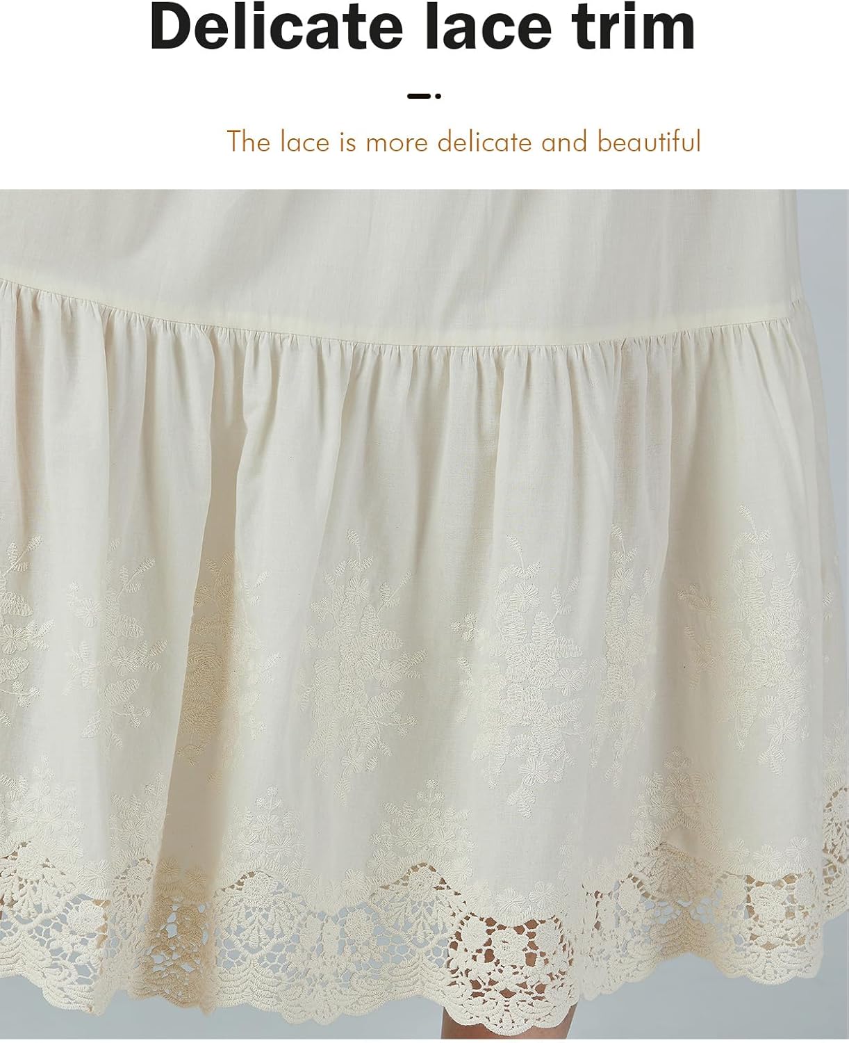 BEAUTELICATE Half Slip Skirt Extender 100% Cotton Vintage Underskirt with Embroidery Alencon Lace - Image 5