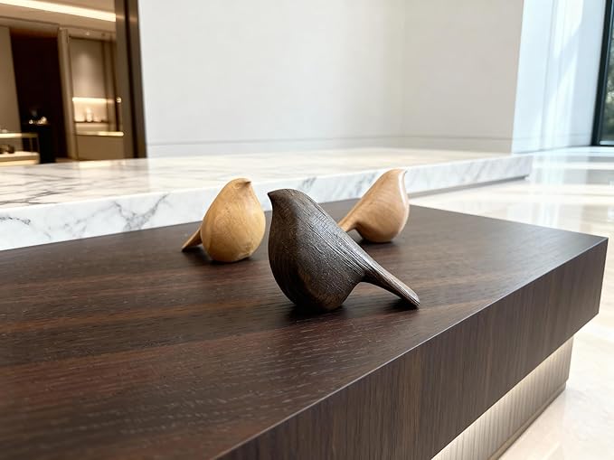 Set de 3 Pájaros de Madera Natural 4.1"L para Decoración miniatura 2