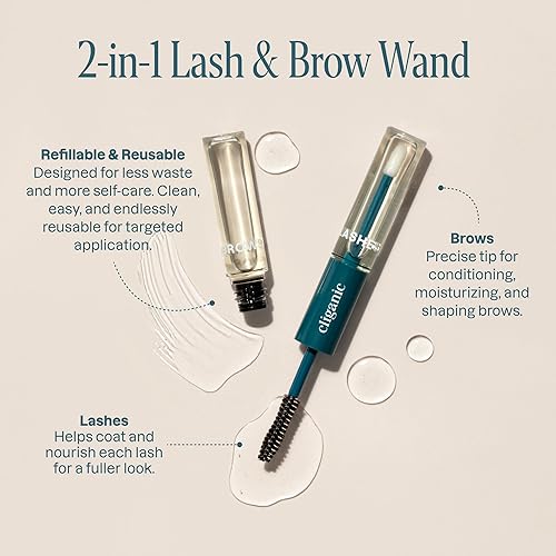 Miniatura 2 de Cliganic Aceite de ricino orgánico, 100% puro (botella de vidrio de 2 onzas con kit de pestañas) – Para pestañas, cejas, cabello y piel (el embalaje