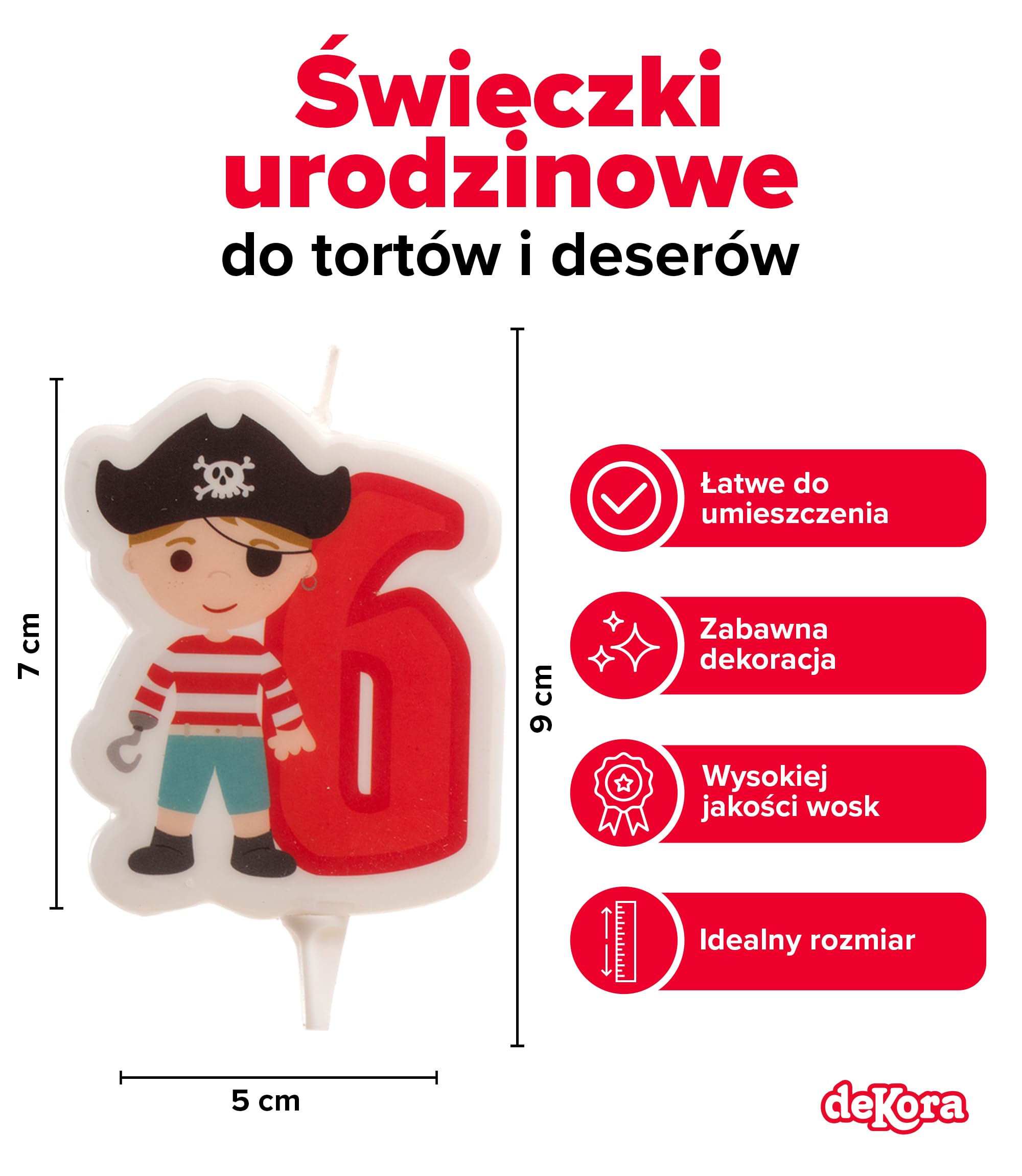 dekora 345260 - urodziny świeca dekoracyjna pirat - numer 6
