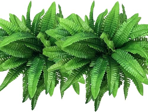 LoveniMen Arbustos artificiales, plantas de plástico, hojas de helecho, simulación de vegetación, arbustos falsos, hierba al aire libre, interior,