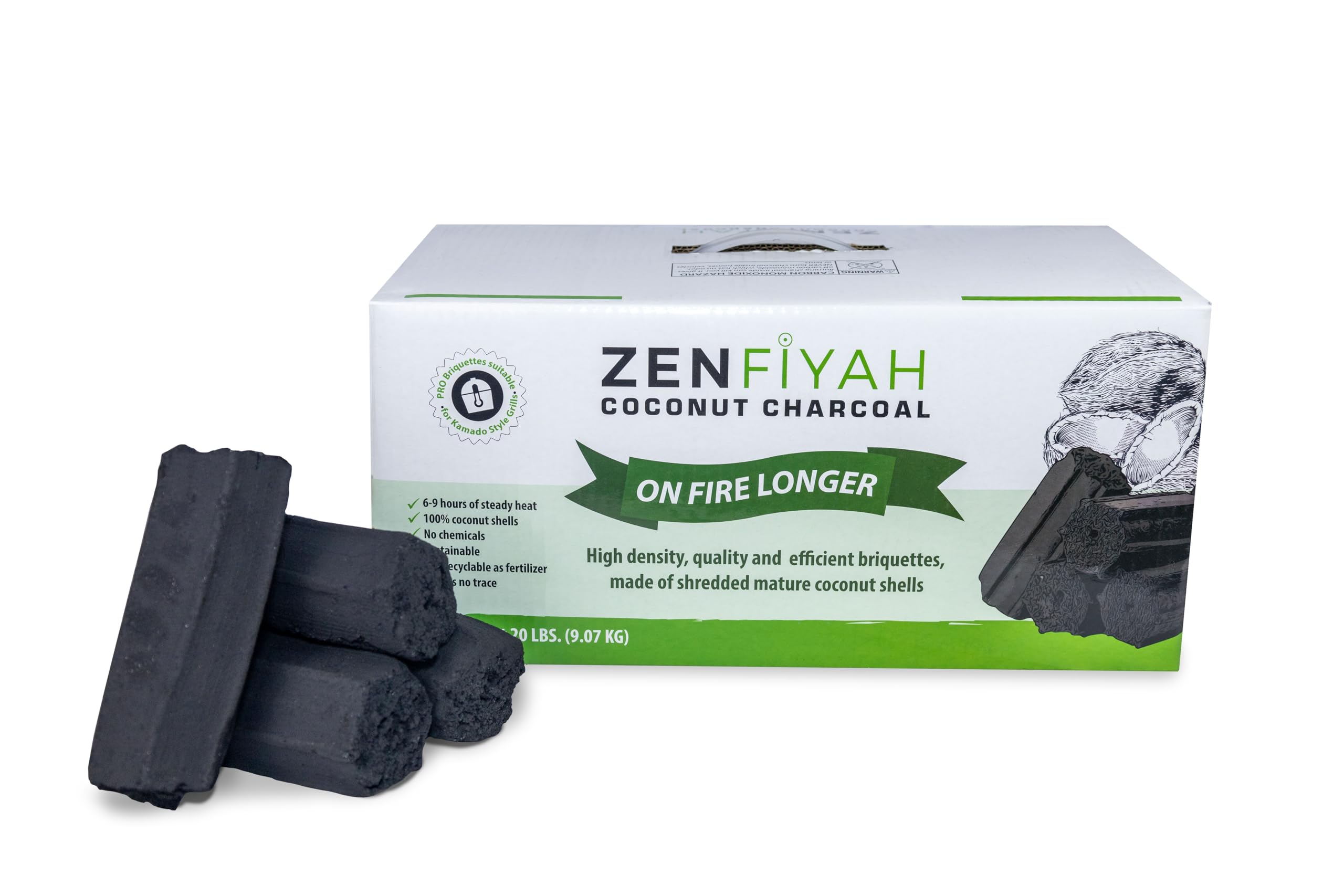 Amazon.com : ZENFIYAH Coconut Charcoal HEX Briquettes, 20 lbs