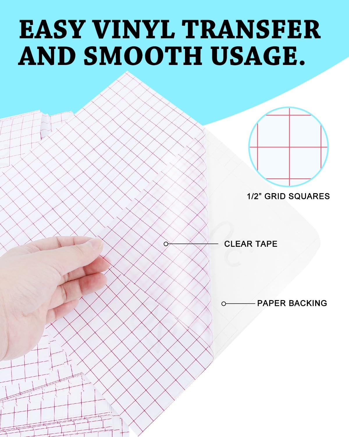 UCEC 75 Pack Transfer Tape for Vinyl Compatible with Cricut Maker 4/Explore 3,12x12in Clear Vinyl Transfer Paper Easy Transfer Adhesive Sheet for Vinyl Projects for Decals, Signs, Windows, Stickers