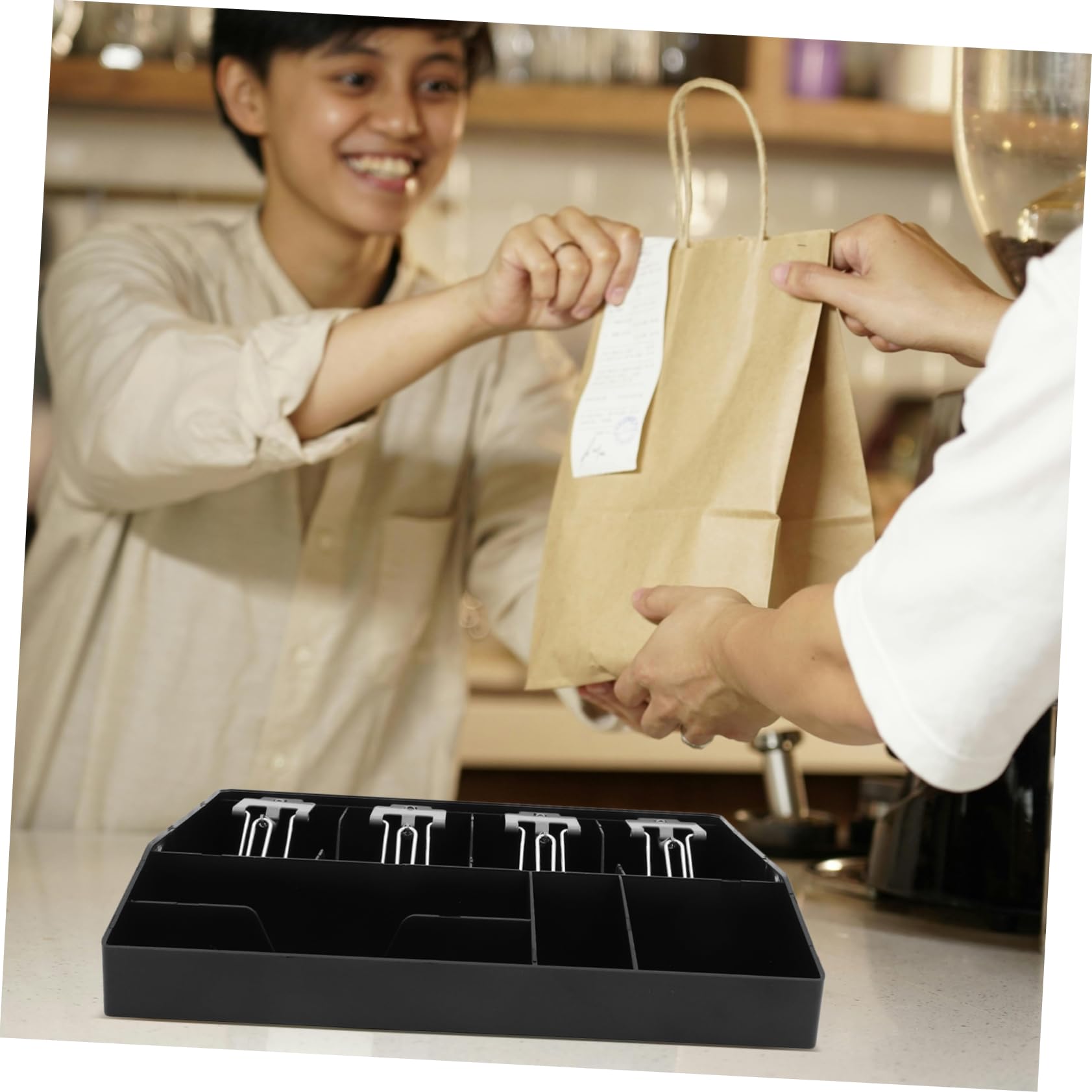 Portacontanti Multi-scomparti Per Registratore Organizer Per Contanti e Monete Portamonete Con Clip Per Negozi e Uffici