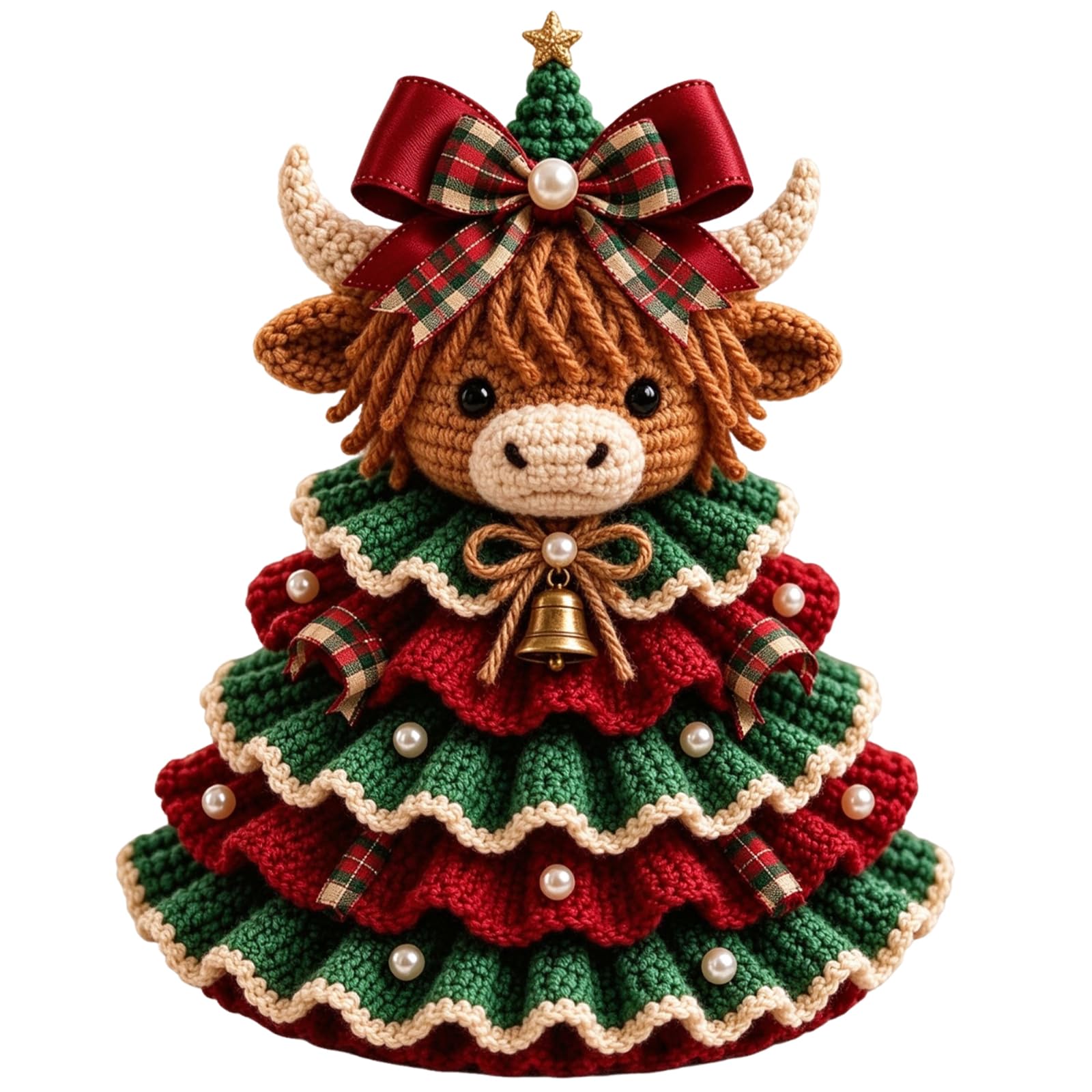 KxrTpx Highland Cow Crochet Kit, Christmas Tree Craft Set