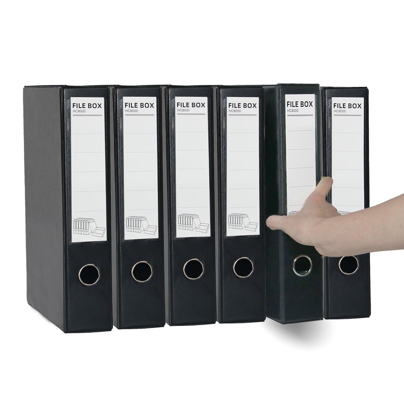 Scatola Archivio A4,6 Pezzi Scatola per Documenti A4 in Plastica | Dorso da 65 mm（Nero）