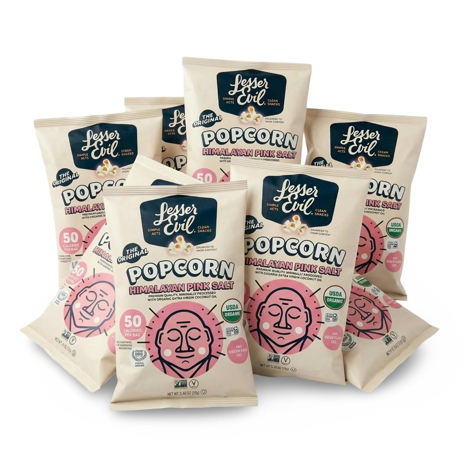 Lesserevil Organic Popcorn, 0.46oz Bulk Foodservice Case, 96 Bags (Himalayan Pink Salt)