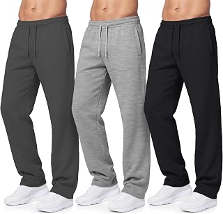 PURE CHAMP Sweatpants for Men 3 Pack Fleece Athletic Joggers, Baggy Wide Legs Mens Sweatpants with Zipper Pockets Size S-5XL