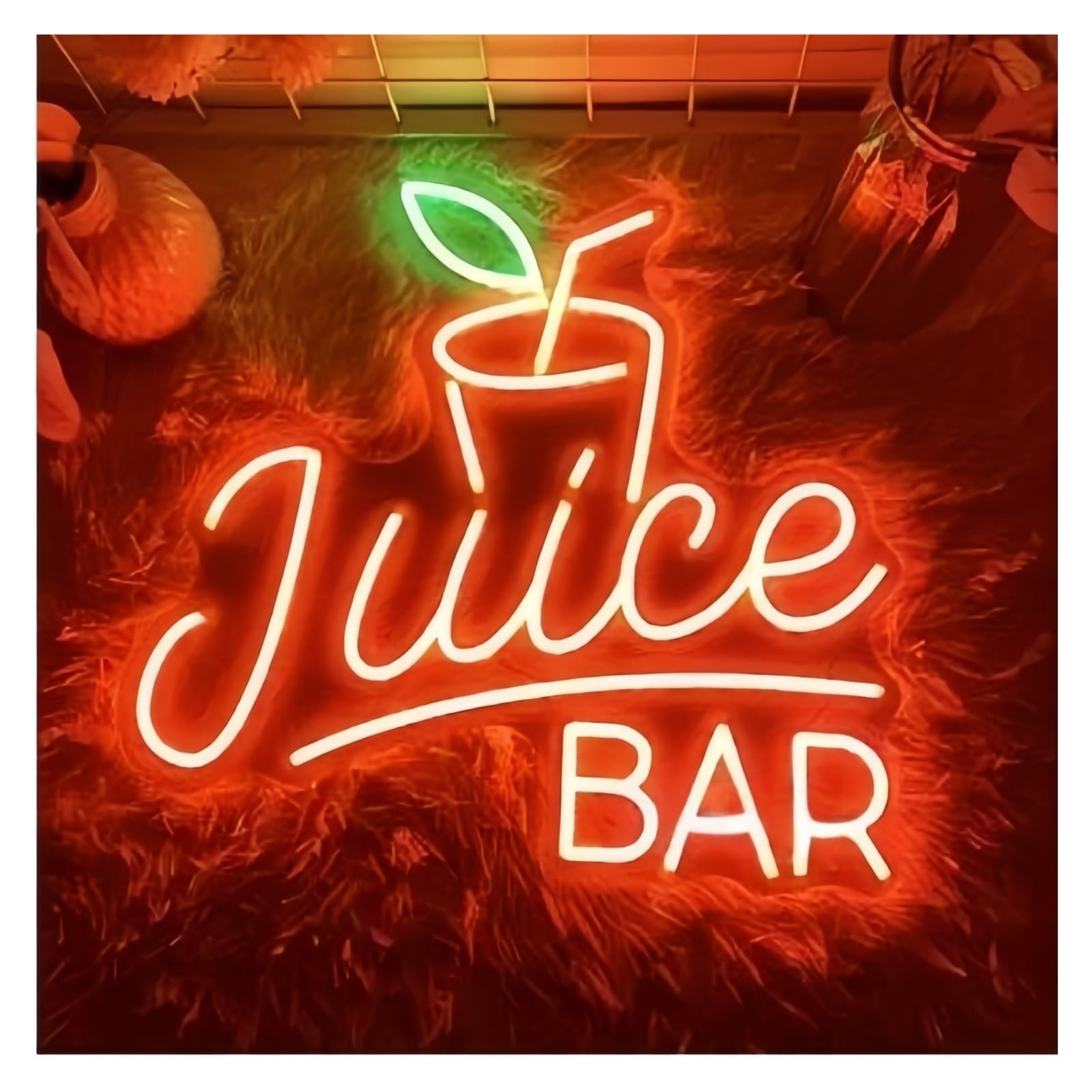 LEMST Sign Lamp Commercial Decor Neon Signs USB Powered Juice Bar Neon Lights Suitable for Store Shop, Bars, Restaurant, Decor Night Lamp 37.5cmx40cm(A)