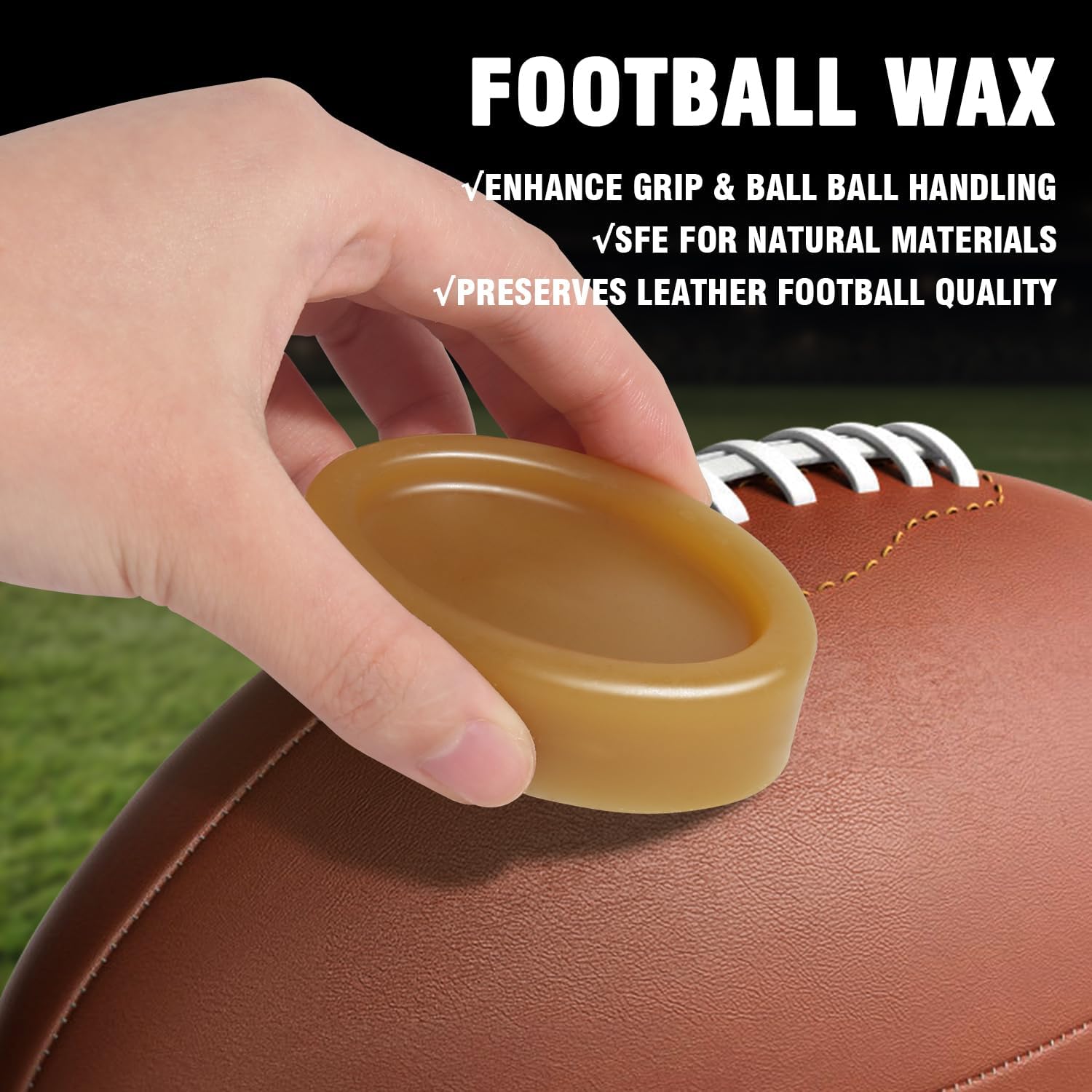 4 in 1 Football Prep Kit - for Effectively Secure Grip & Enhance Tack with 2 Football Wax & 1 Football Brush & 1 Cloth - Adult & Youth Football Leather Conditioner and Football Accessories
