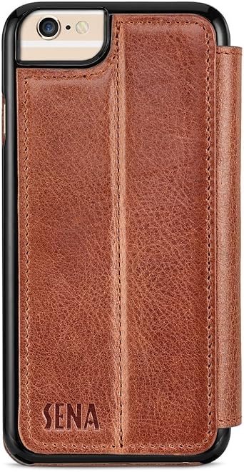 Sena Ultra Thin Wallet Book, Thinnest Book Style Wallet case Solution for The iPhone 8/7 / 6 (Cognac)