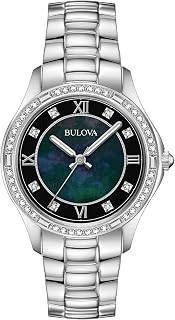 Ladies' Classic Crystal Stainless Steel 2-Hand Quartz Watch, Black Mother-of-Pearl Dial Style: 96L266