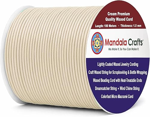 Miniatura 219 de Cuerda Mandala Crafts 0.03 pulgadas 109 yardas para hacer joyería, artesanía, macramé, cuerda de algodón encerado