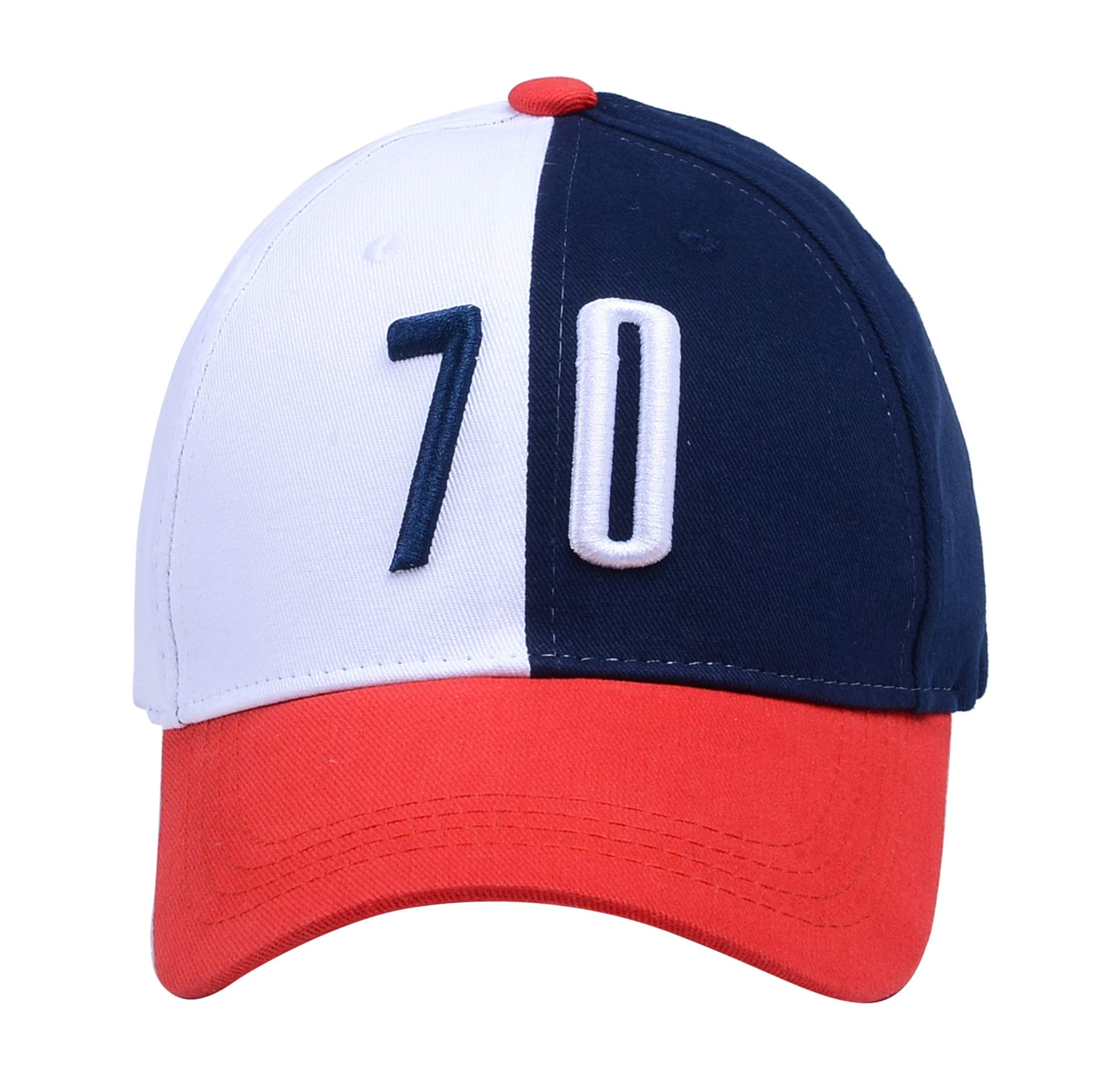 7070 Stylish Poly Cotton Dual Tone Cap (Blue White and Red