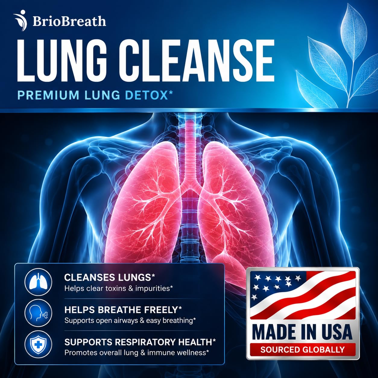 Lung Support Supplement - Natural Capsules for Lung Cleanse and Detox - Made in USA - Respiratory System; Mucus Clear - Vegan Supplement for Lung Detox; Respiratory Support - 60 Capsules — Amazon image 3