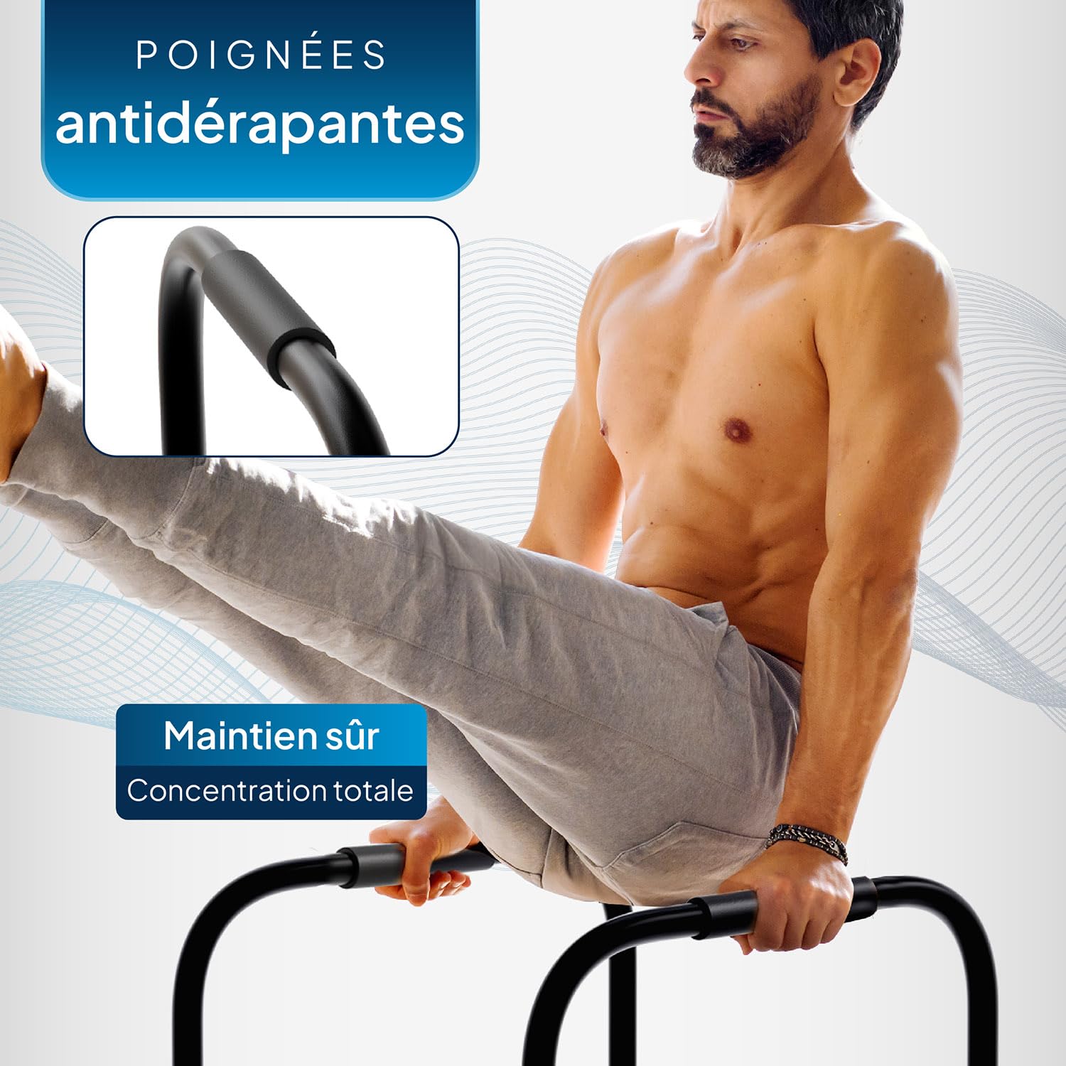 ArtSport Barres à Dips - Station de Dips jusqu'à 500 kg - Barres de Pompes - Barre Fitness Réglable - Push Up Bar Maison - Noir