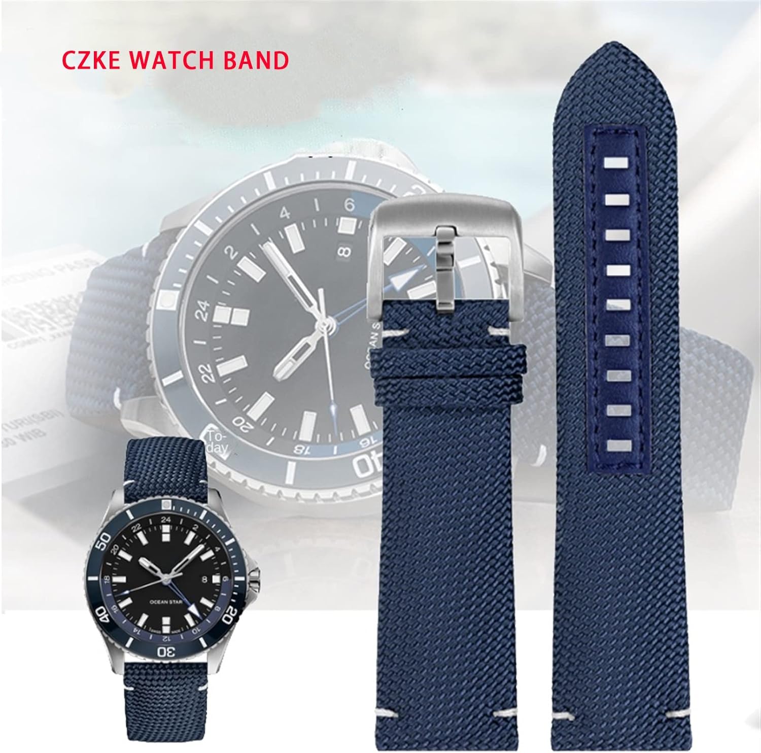 Amazon.co.jp: HAODEE Mido M026.629/430 Ocean Star  M042.430ナビゲーターヘルムスマン通気性ナイロンウォッチバンド22mベルトのキャンバスリアルレザーウォッチストラップ (Color :  GREEN BLUE, Size : 22mm) : ... [EKSIL] Mido M026.629/430 Ocean Star M042.430ナビゲーターヘルムスマン通気性ナイロンウォ