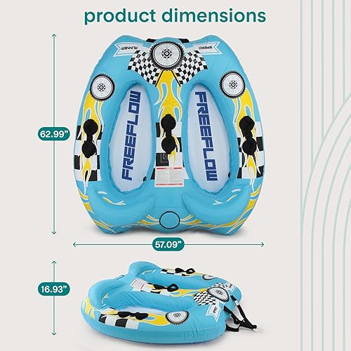 Miniatura 7 de Watersports - Tubo inflable remolcable para dos personas, balsa de remolque flotante para dos personas, botestubosremolcadores inflables con