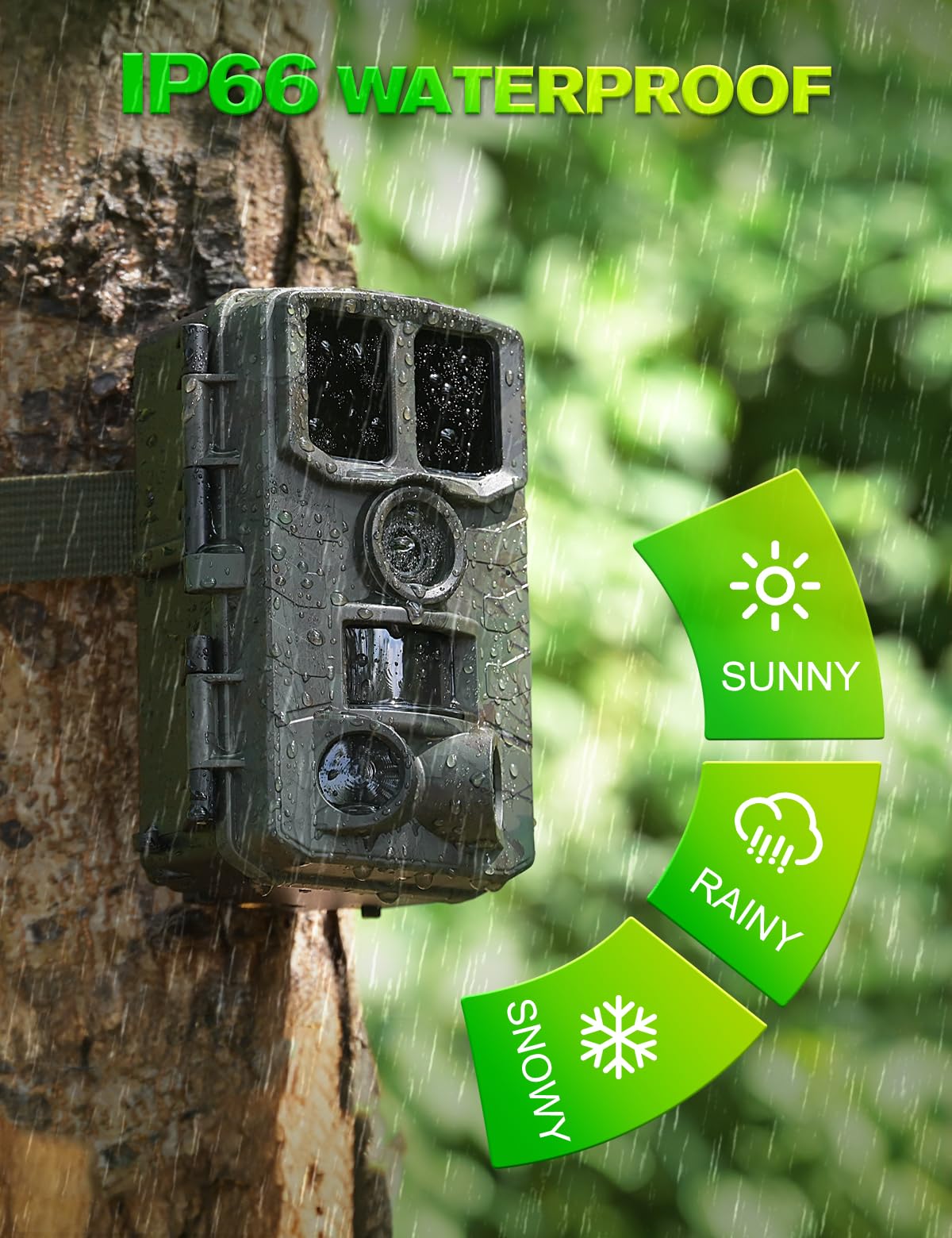 Coolifepro Fototrappola 4K 60MP,Fototrappola Infrarossi Invisibili 120°Ampia Visuale Impermeabile IP66 Fototrappola 850nm IR LED con Scheda SD da 32GB per la Sorveglianza della Fauna Selvatica
