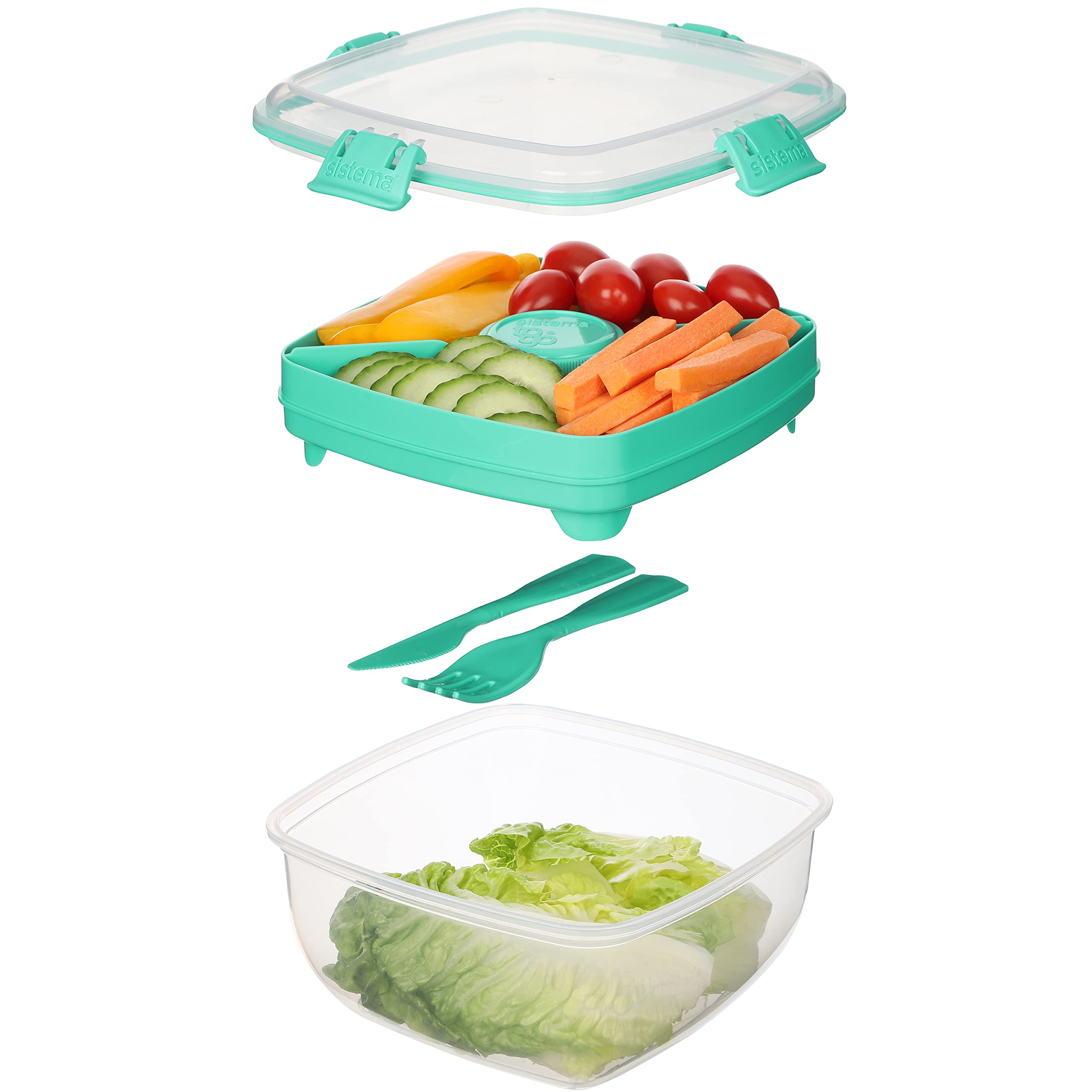 Buy Sistema Salad Container for Lunch with Dressing Container, Bento