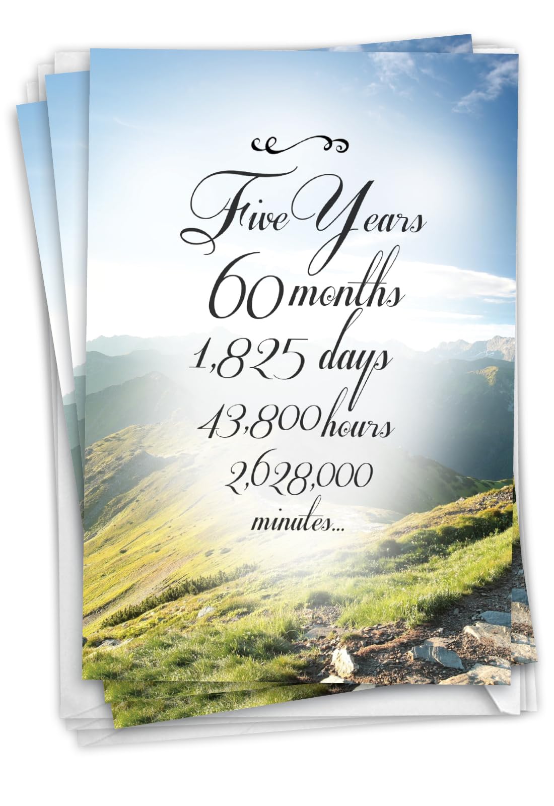 NobleWorks, Pack of 3 Anniversary Recovery Greeting Cards with Envelopes (1 Design, 3 Each) Milestone Sobriety Birthday Notecard, 5 Year Time Count C9435AAG-C3x1 — image 1