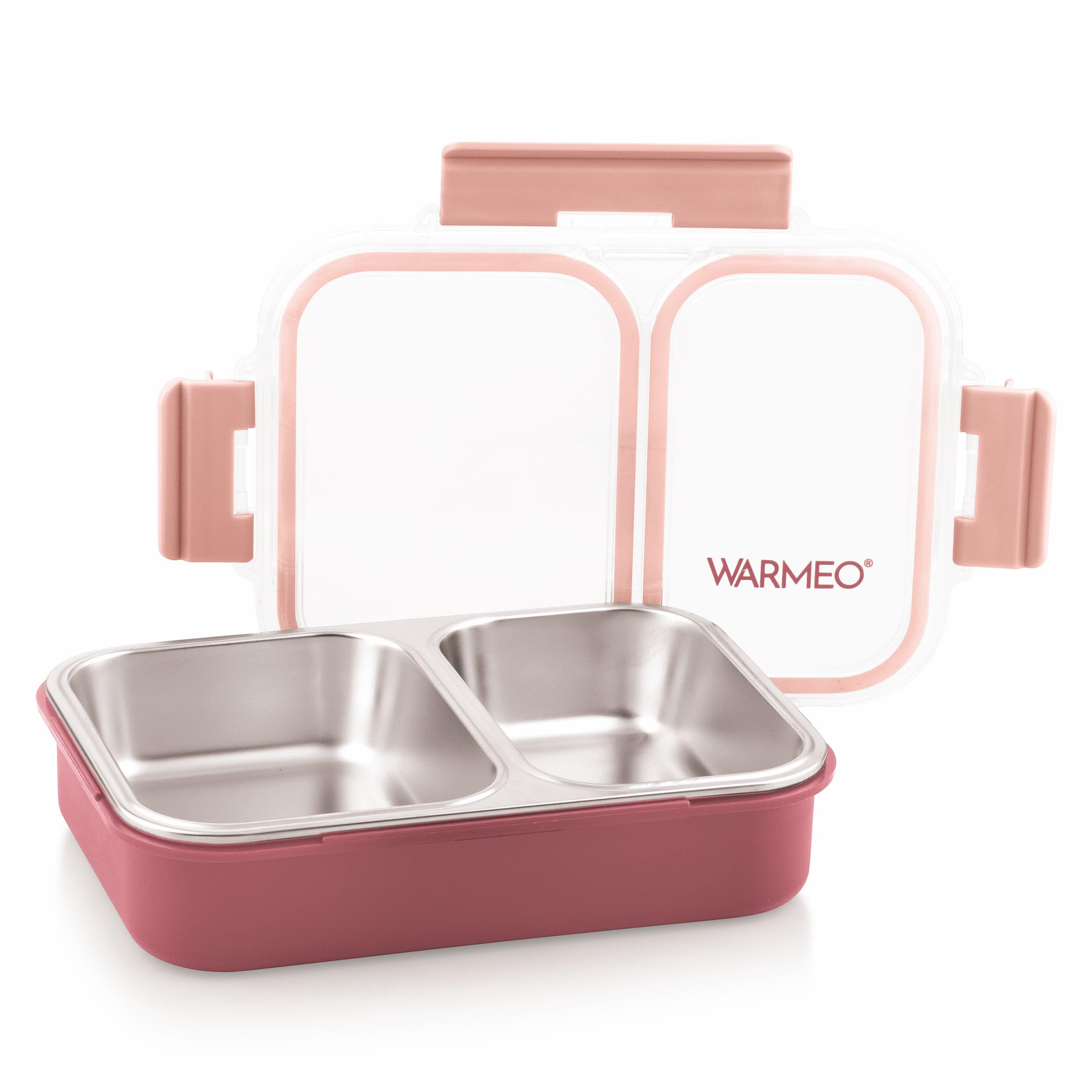 WARMEO BENTO Microwave-Safe Stainless Steel Lunchbox with 2 compartments,bpa Free,Perfect for Office, School, Travelling,750ml-Pink