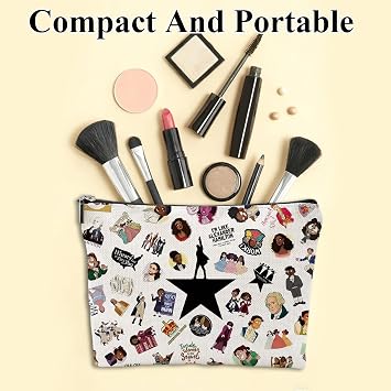 Hamilton Themed Makeup Bag, Zipper Toiletry Bag, Waterproof Linen Cosmetic Bags for Travel, Musical Fans Gift for Toiletries, Makeup Organizer