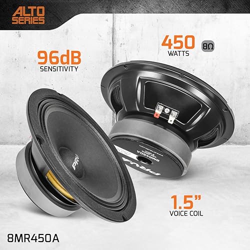Miniatura 2 de PRV AUDIO 8MR450A - Altavoz de rango medio de 8 pulgadas, 8 ohmios, 450 vatios, 96 dB, altavoz de rango medio para sistema de sonido profesional de