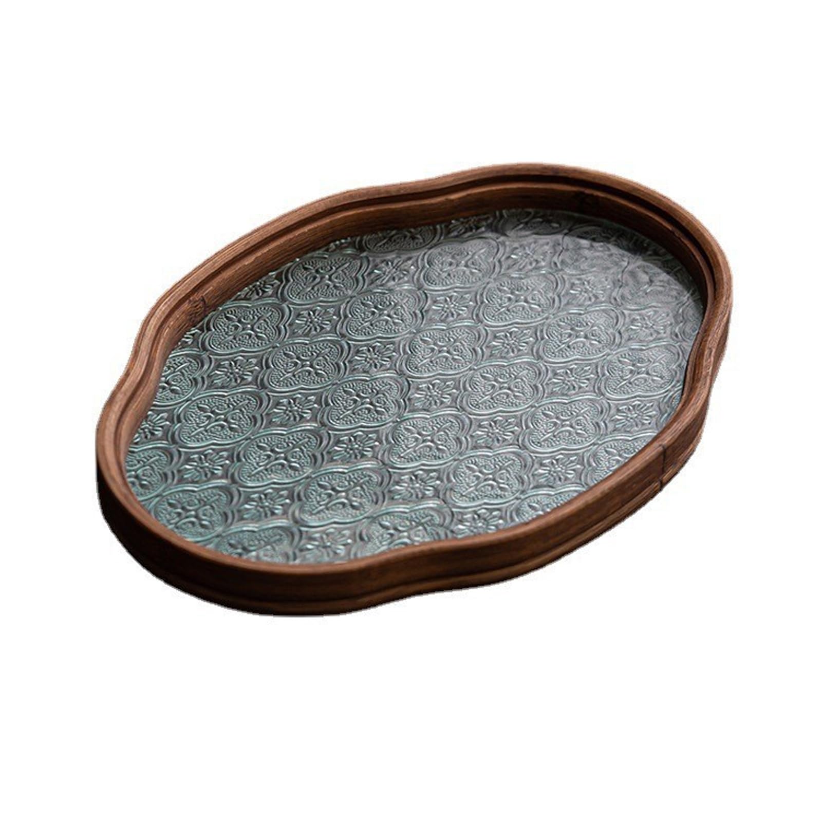 Avejjbaey Florals Glass Tray for Afternoon Tea and Home Decoration with Rounded Edges and Sturdy Construction Glass Tray